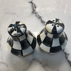MacKenzie-Childs Black and White Checkered Shakers